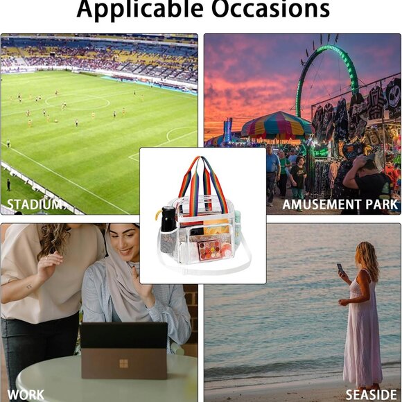 Versatile Clear Tote Bag with Adjustable Strap - Perfect for Concerts & Sports - Picture 5 of 5